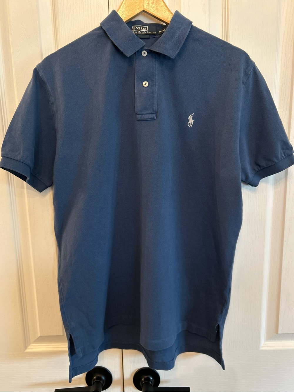 Vintage Polo Ralph Lauren Newport Blue Polo White Pony 100% Cotton M